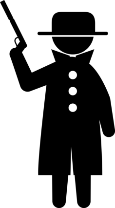 Criminal With Gun Covered With Coat And Hat Sticker Svg Vector, Free Vectors File